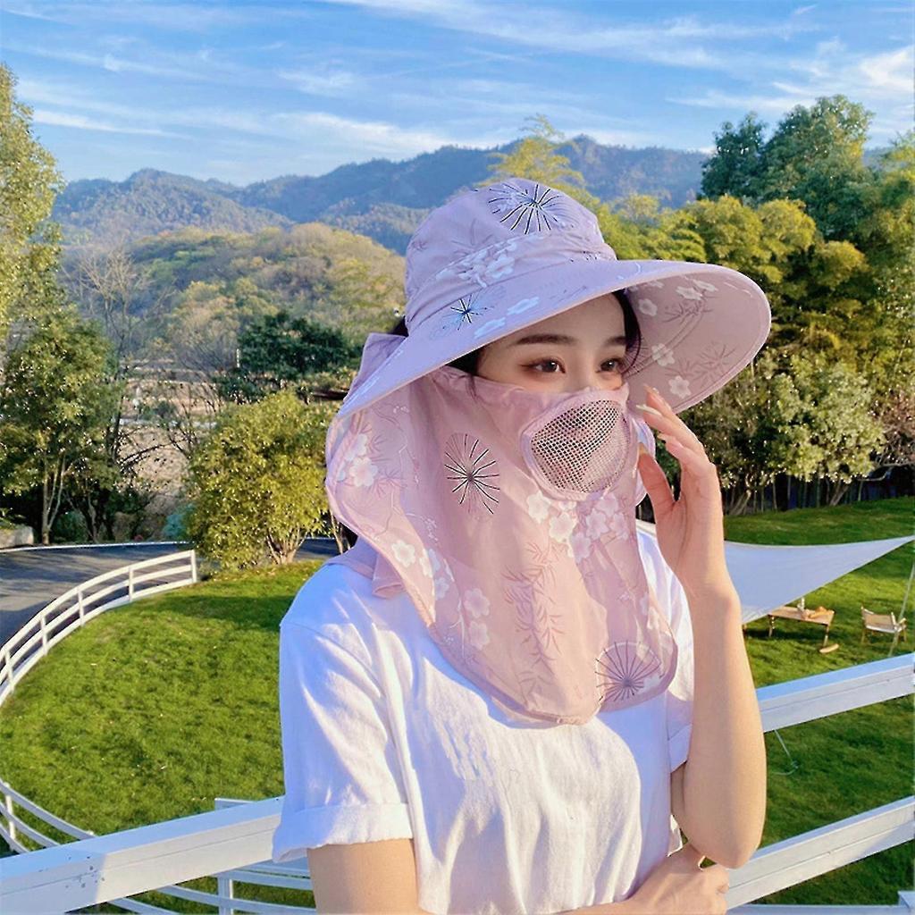 Women's Large Brim Sun Hat All-Weather Protection Breathable with Face Shade Versatile Sun Protection Hat
