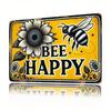 Metal Poster Wall Art, Bee Happiness Vintage, Kitchen Decor