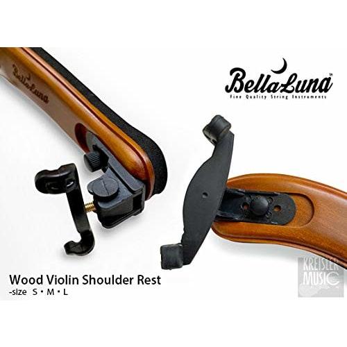 High-quality wooden violin shoulder rest, foldable and lightweight, with BellaLuna pouch (Large size (3/4-4/4))