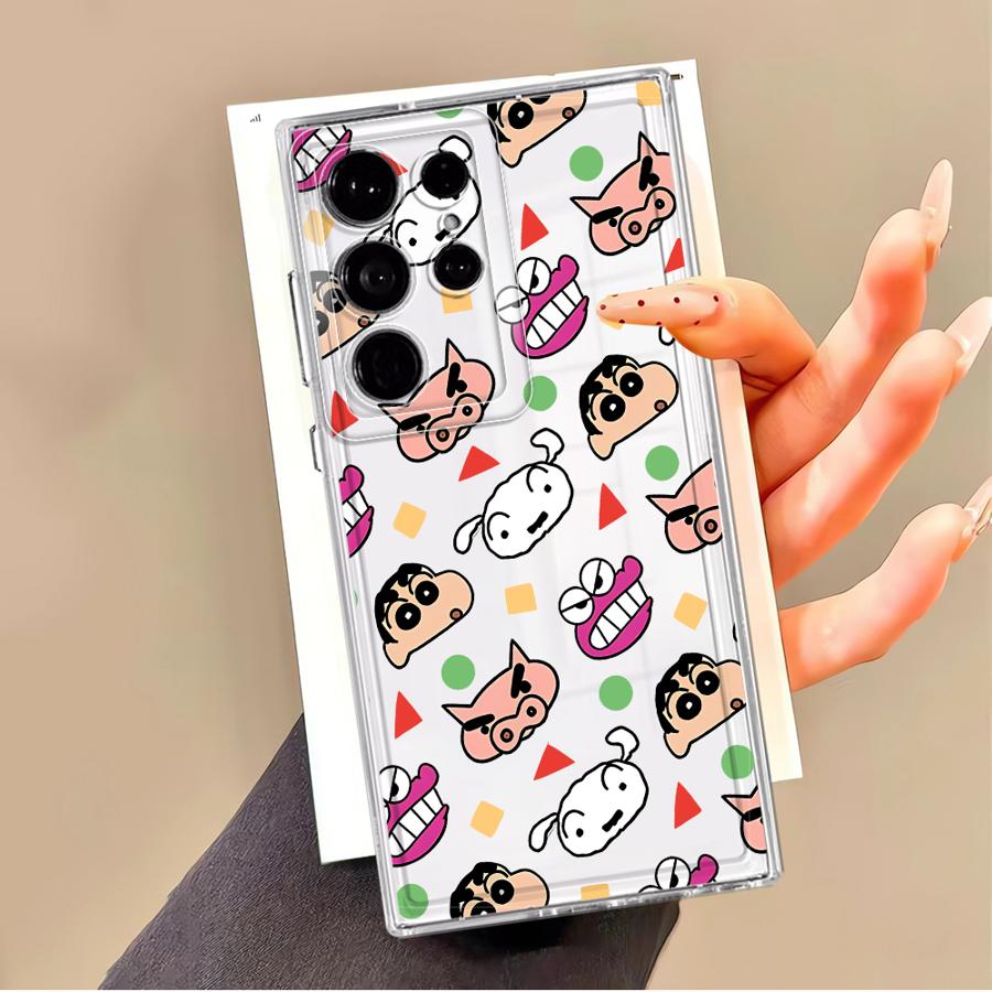 Case for Samsung Galaxy S22 FE S20 Plus S25 Edge S24 S21 S23 Ultra S26 Note 20 Ultra 10 Phone Cover Cute Crayons Shinchan