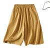 Real shot summer new cotton and linen high waist casual and thin solid color wide leg five-point medium pants women