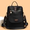 Lightweight Nylon Convertible Backpack with Front Flap Pocket Contrast Trim Dual Zipper Casual Daypack for Women Daily Travel