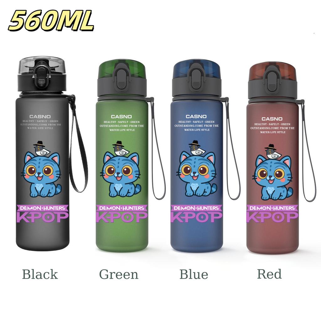 560ML KPop Demon Hunters Plastic Cartoon Pattern Water Cup Tall Superior Quality Children Outdoor Sports Drinking Water Bottle Birth Date Present