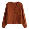 Solid V-Neck Sweater Women Knitted Cardigan Slouchy Spring and Autumn 2026 New Small Loose Short Cardigan Sweater Female Coat