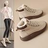 White Deer Thick-soled Leather Snow Boots Women's 2026 New Winter Velvet Short Boots Sports Warm Large Cotton Shoes