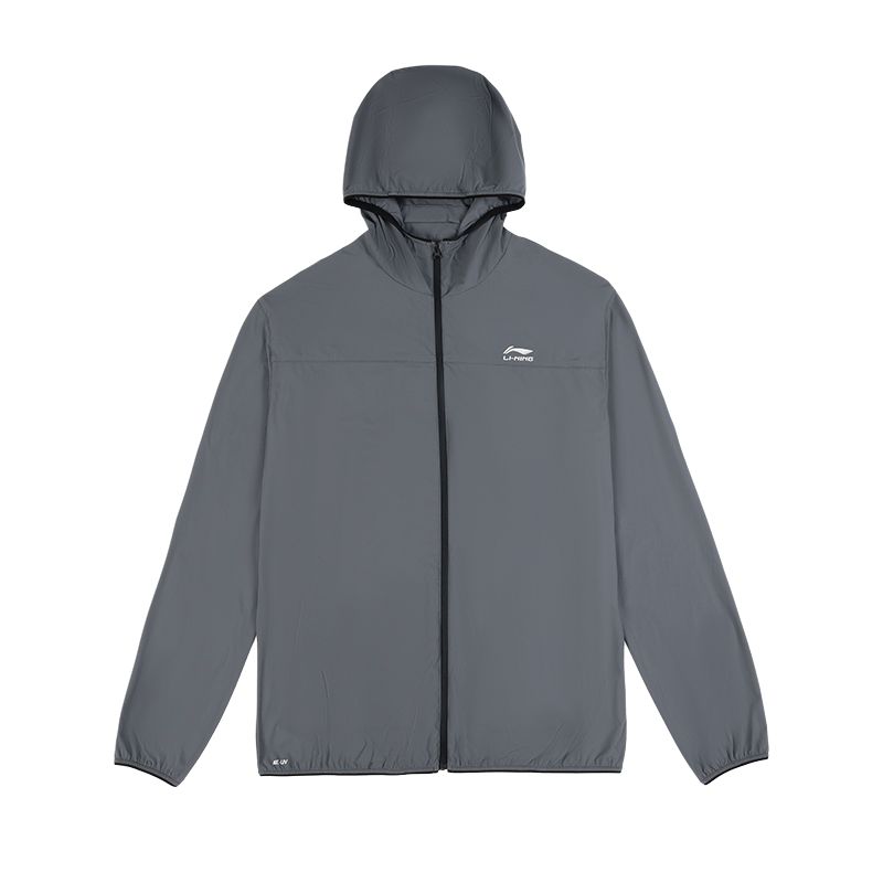 Li-Ning Breathable Sports Hooded Sun Protection Jacket Men jackets Storm-Gray AFDUC79-2