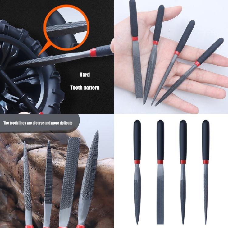 4Pcs Mini Steel Files Mini Needle Flat File For Stone Glass Metal Carving Craft Flat File Woodworking Hand Tool Set