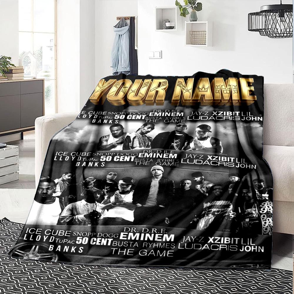 Name Custom Rappers Print Flannel Blanket High Quality Warm Comfortable Cover for All Seasons Perfect for Gifts Home Decor