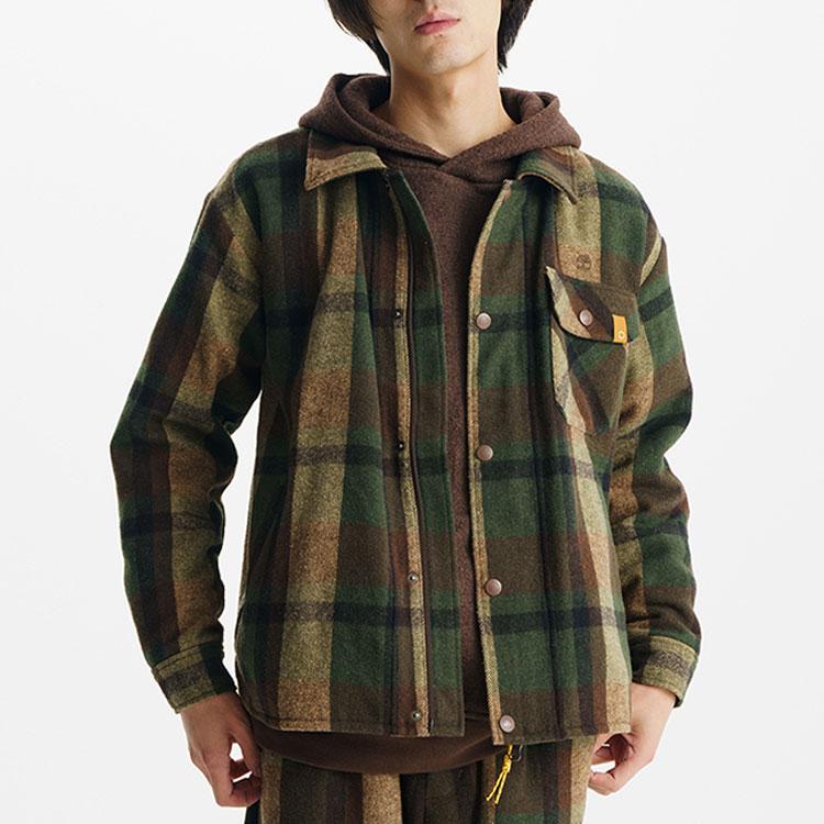 Timberland Outdoor Remix Special Collection Vintage Plaid Loose Long Sleeve Shirt Unisex Shirts Green A5UU3-U36