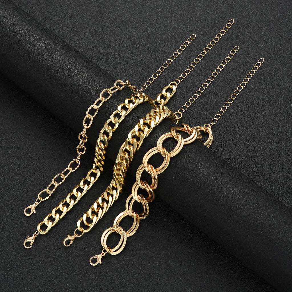 iF ME Ensemble de 4 bracelets chaîne en métal exagérés tendance pour femmes, bijoux brillants pour le quotidien, accessoire de fête décoratif, idée cadeau