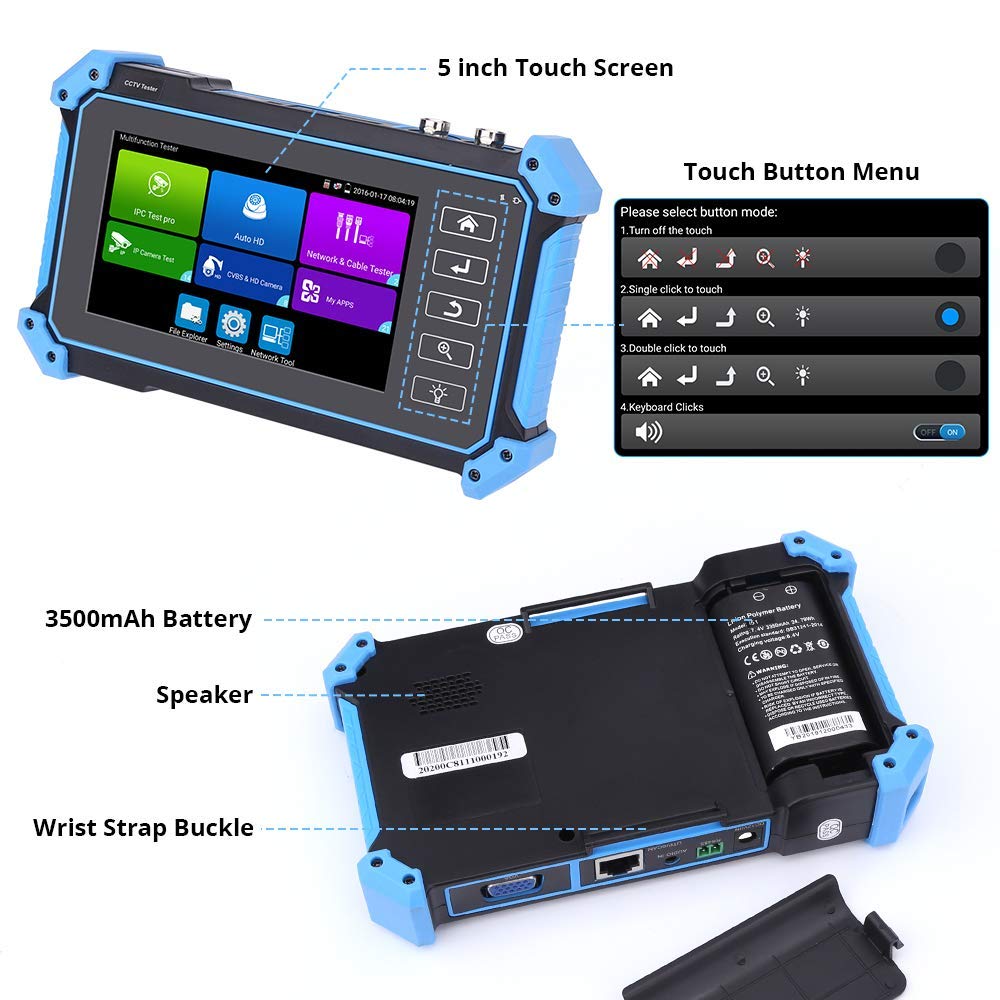 Camera Tester IP Coaxial HD Surveillance Detector Multifunctional Camera Tester 5200PLUS + (TVI/CVI/AHD/SDI) 5-in-1