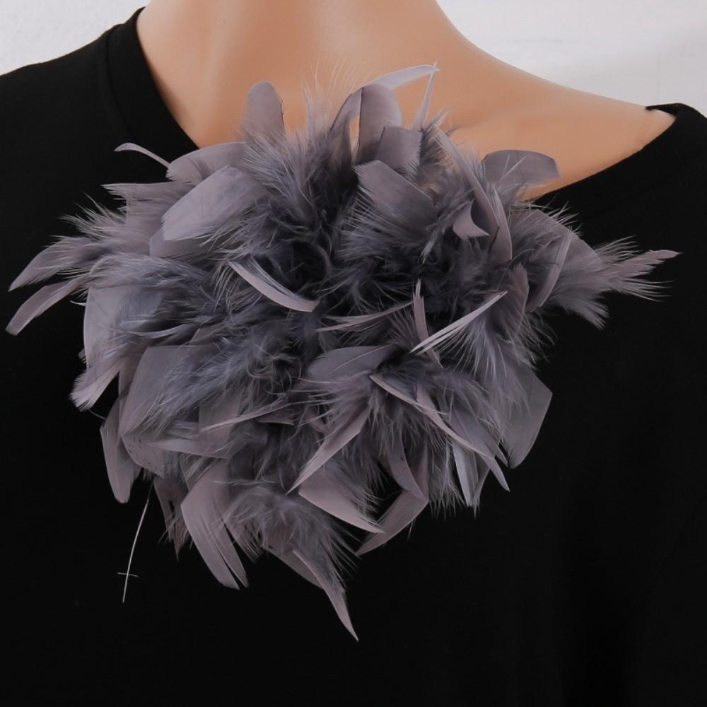Faux Feather Fabric Corsage Large Lapel Pin Chic 16cm Flower Brooch Mother's Day