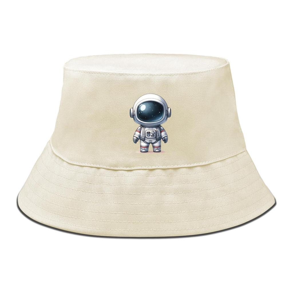 Little Astronaut Print Bucket Hat , Men's Hat Wide Brim Simple Reversible Beach Cap