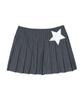 YOUHEE Pin Stripe Star Pleats Skirt Charcoal