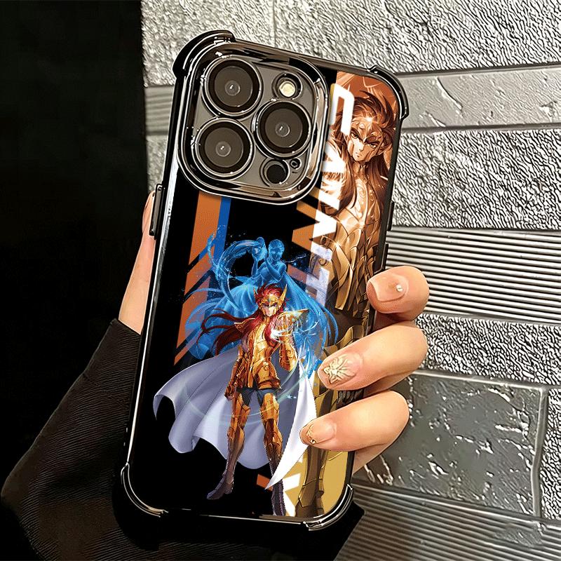 Anime S-Saint S-Seiya Plating Phone Case For Iphone 16 17 Pro Max Air 16E 14 15 Plus 12 13 Mini Anti-Fall Airabag Cover