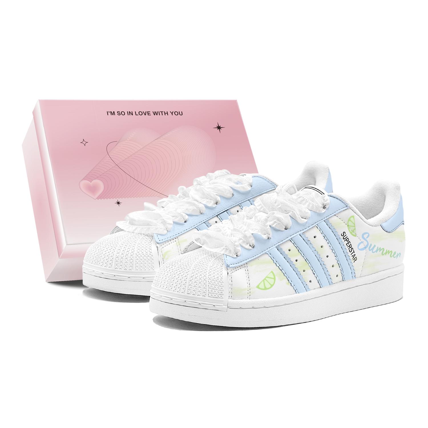 Adidas Originals Superstar 2 Lemon Summer, Refreshing, Minimalist Style, Versatile, Fashion Low top Skateboard Shoes IH8659(TeamS1-S-BOX) 35⅔