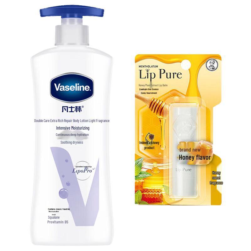 Набор: Лосьон для тела Vaseline и бальзам для губ Mentholatum