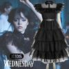 Wednesday Addams Kids Dress Cosplay Costume Party A-shaped Tiered Skirt