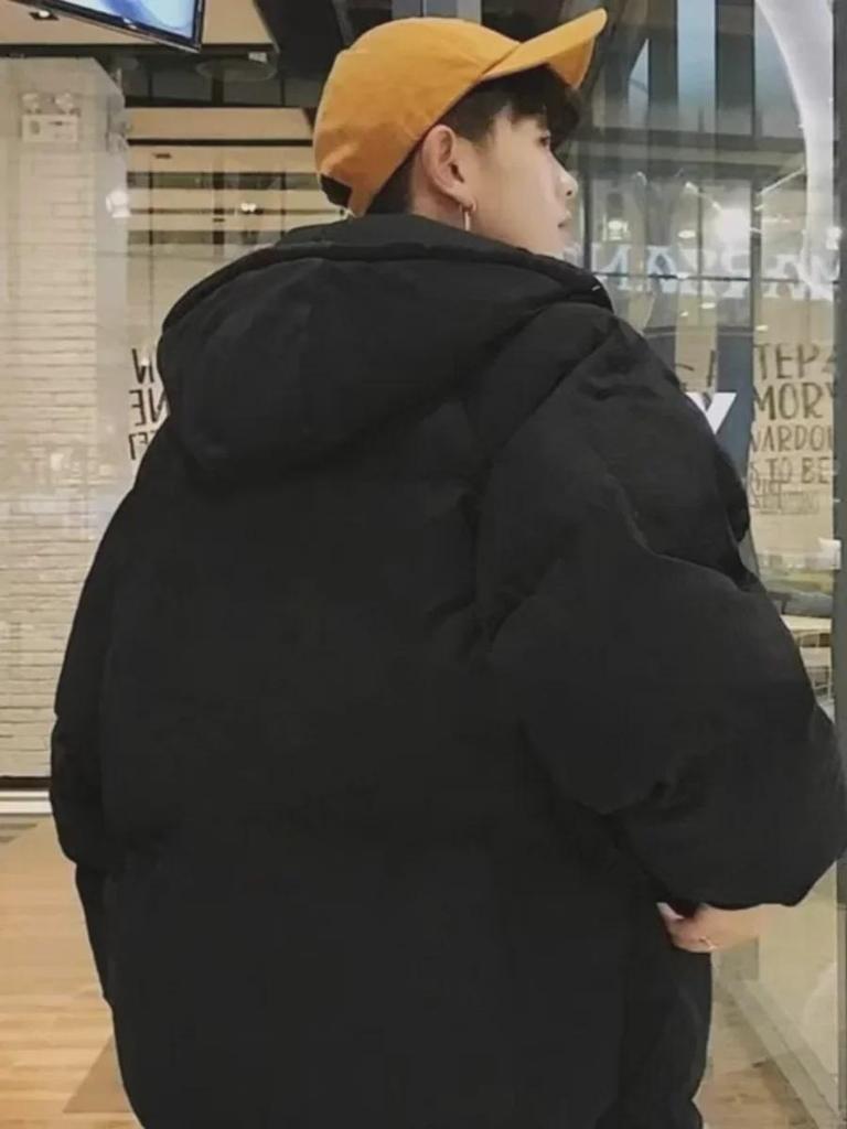 Unisex Oversized Cotton-Padded Jacket with Hood - Autumn/Winter Solid Color Versatile Design