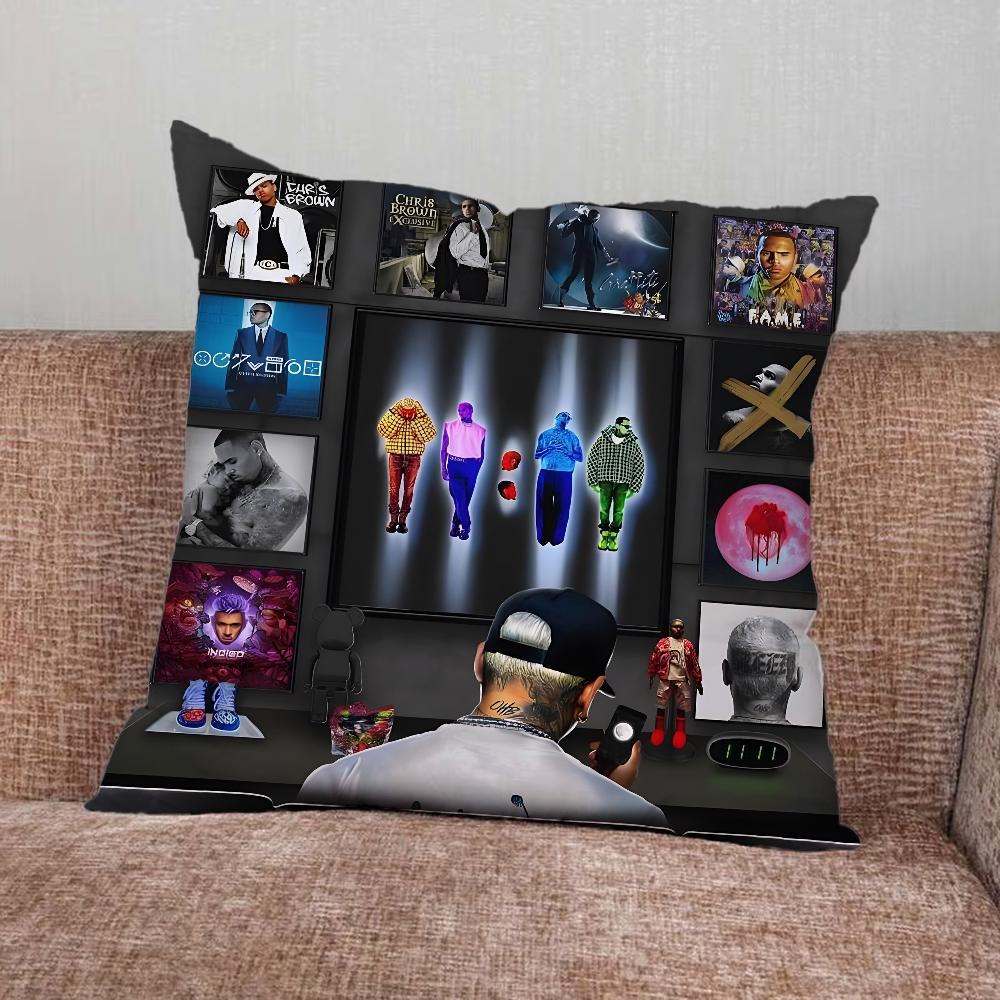 Rapper C-Chris Brown Pillow Case For Home Bedroom Car Office Decoration Living Room Sofa Cushion Cover Suitable