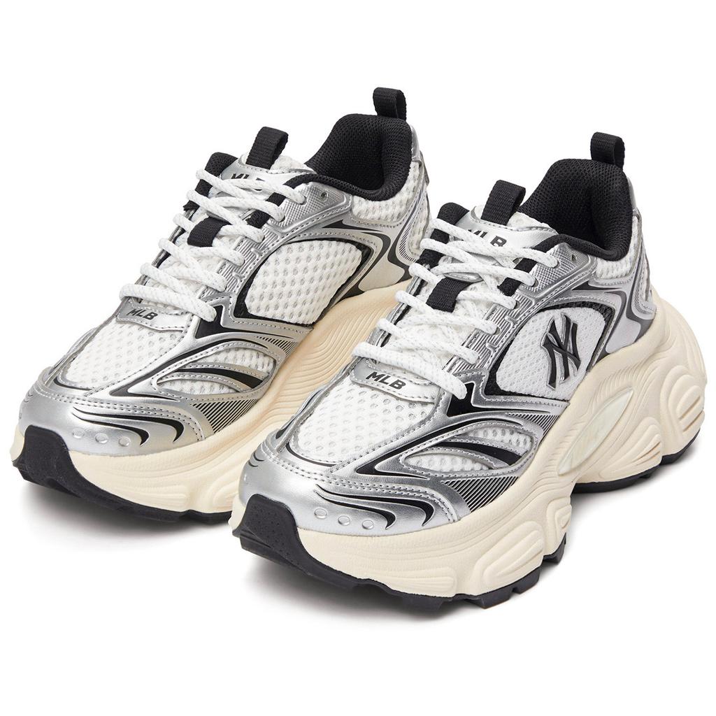 New MLB Winner Chunky Anti-Slip Wear-Resistant Low-Top Chunky Sneakers Unisex Silver 3ASHWD15N-50IVS