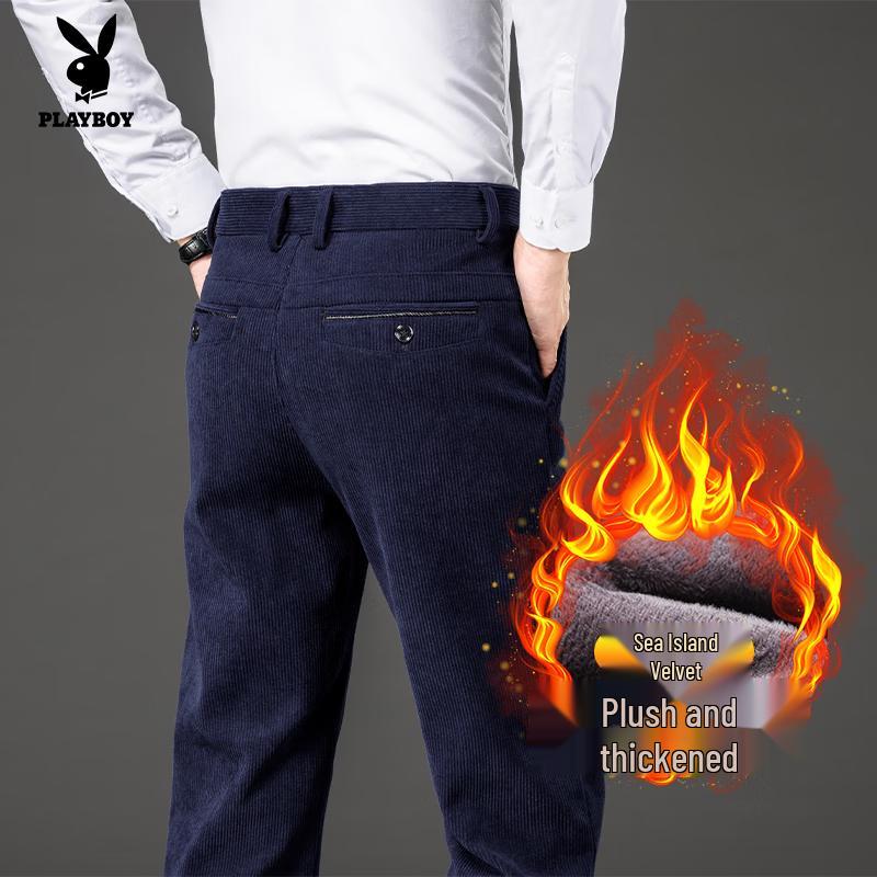 

Playboy Men s Lined Straight-Leg Business Casual Trousers 32