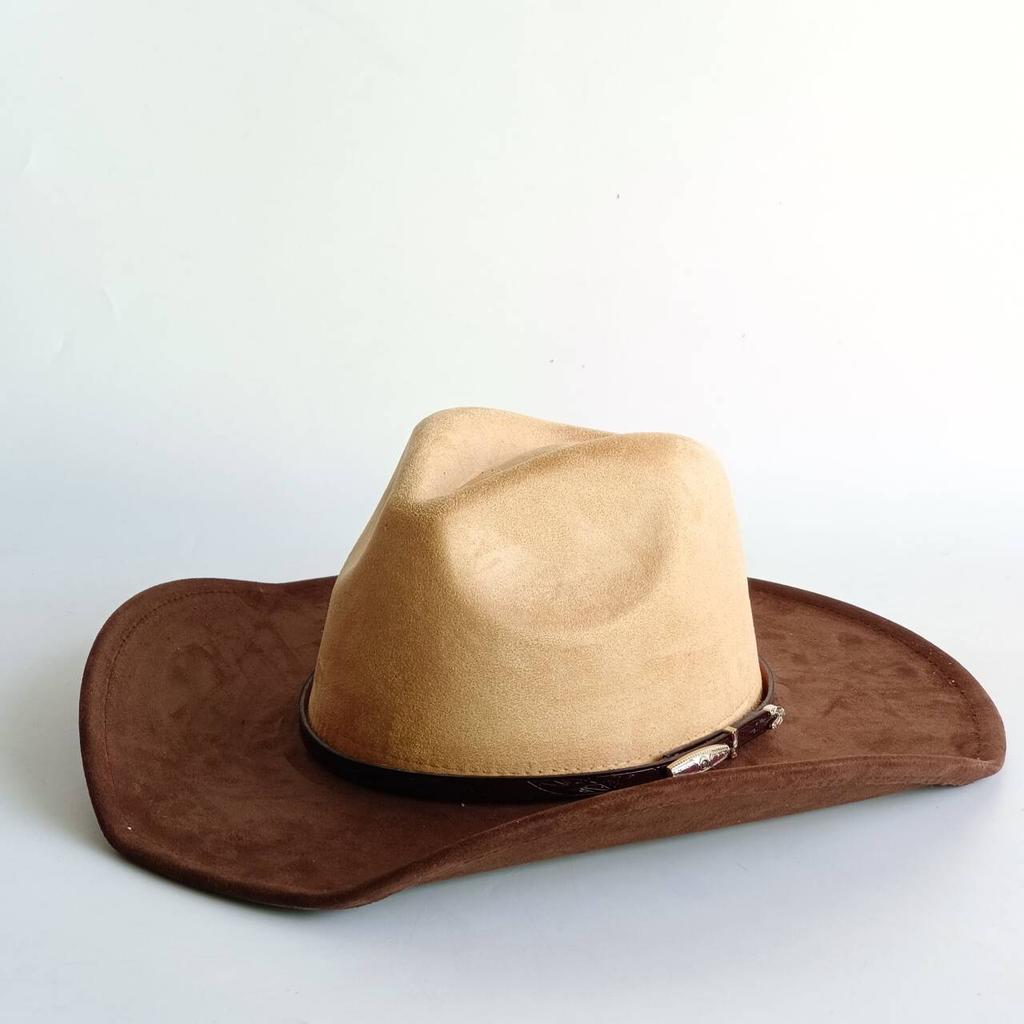 Western Cowboy Style Suede Patchwork Wide-brimmed Hat Parties Riding and Mexican-style Panama Hats Chapéu