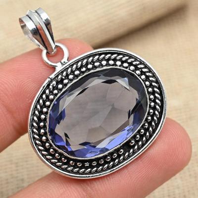 Fantastico regalo con ciondolo di fidanzamento con gioielli fatti a mano in argento sterling 925 con pietra preziosa Iolite