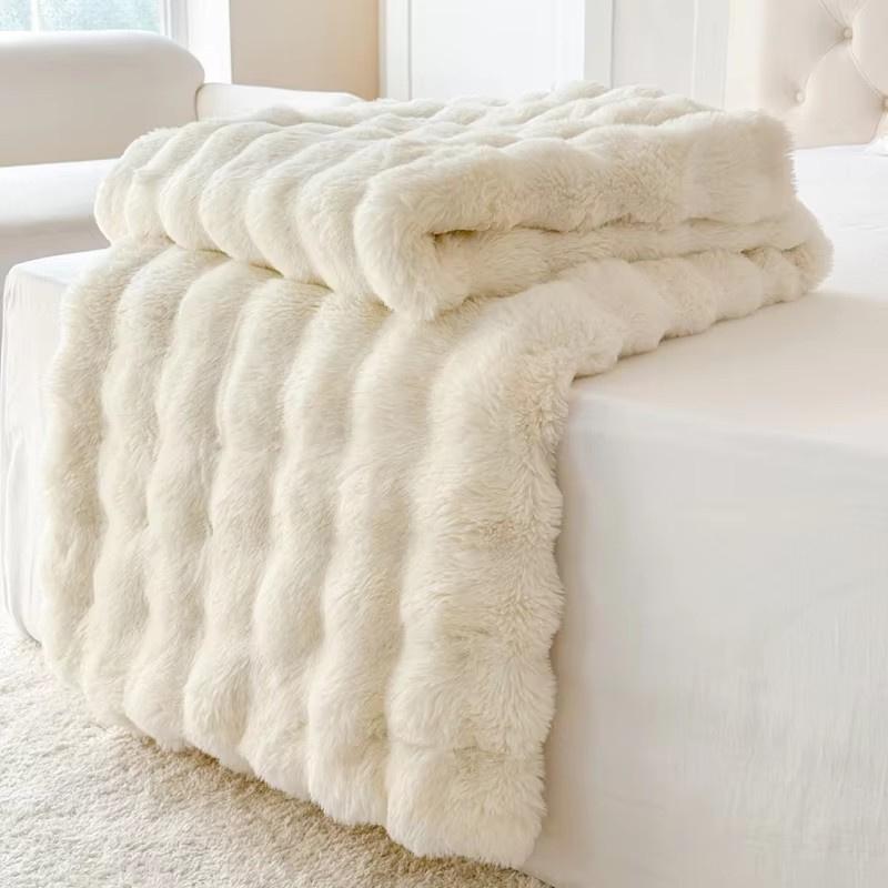 1pc Plaid Flannel Blanket Sheet Warm Soft Cozy Throw Blanket Sofa Bed Room Office Nap Blanket Autumn Winter Fluffy Bubble Fleece Blanket Sheet