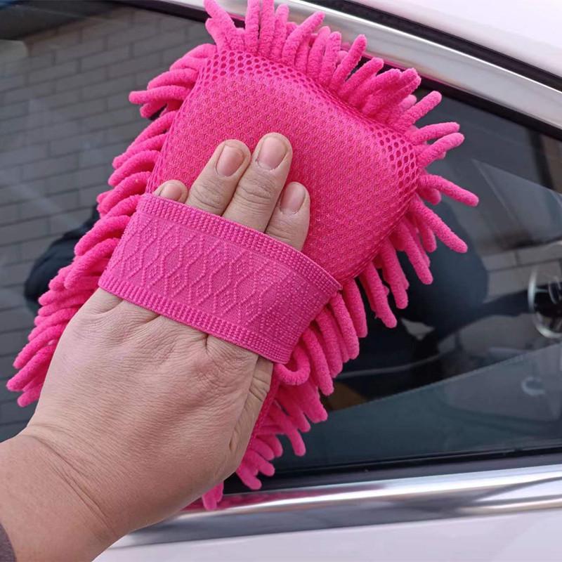 

Большая губка из синели типа B в форме 8 для уборки автомобиля и дома - перчатки и полотенце из кораллового флиса для мытья. 23*13.5*5.5cm розовый