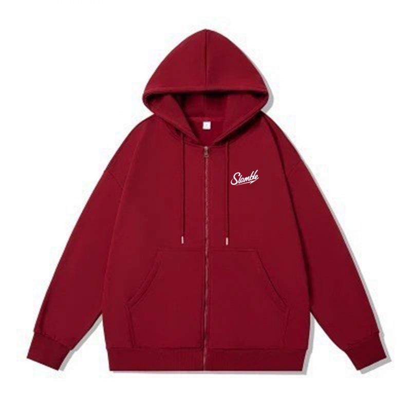 Unisex Slamble Print Loose Casual Zipper Hoodie