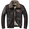 Genuine Leather Jacket Men Brown Vintage Distressed Thickened Warm Large Size Detachable Fur Collar