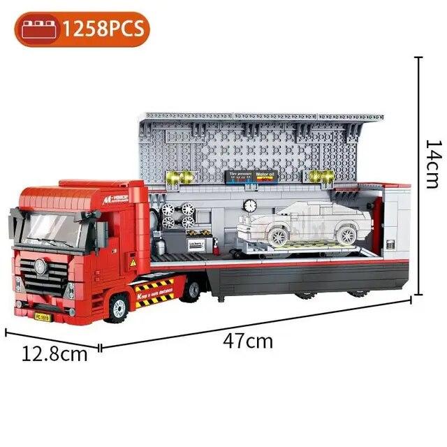 

1258 шт. MOC City, высокотехнологичный спортивный автомобиль-транспортер, грузовик, строительные блоки, модель автомобиля, кирпичи, детские игрушки, подарки на день рождения
