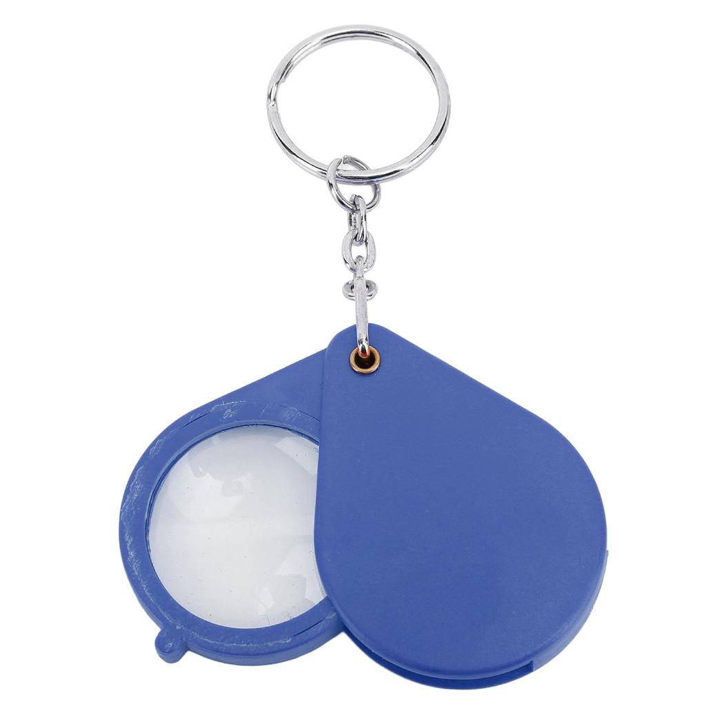Magnifier Keychain 10X Magnification Foldable Portable Mini Magnifying Glass with Key Ring for Outdoor Reading Blue