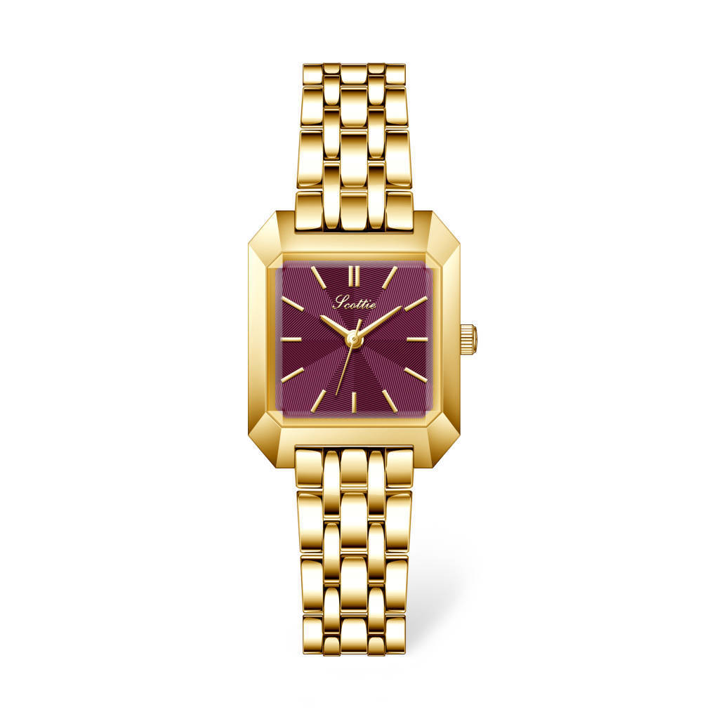 Square Steel Belt 9153 Women S Watch Dragon Fruit Color Small Dial Watch