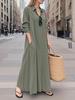 Women's Long Sleeve Shirt Dress Loose Fit Casual Long Length Shirt Dress with Collar and Side Pockets Suitable for Daily Wear