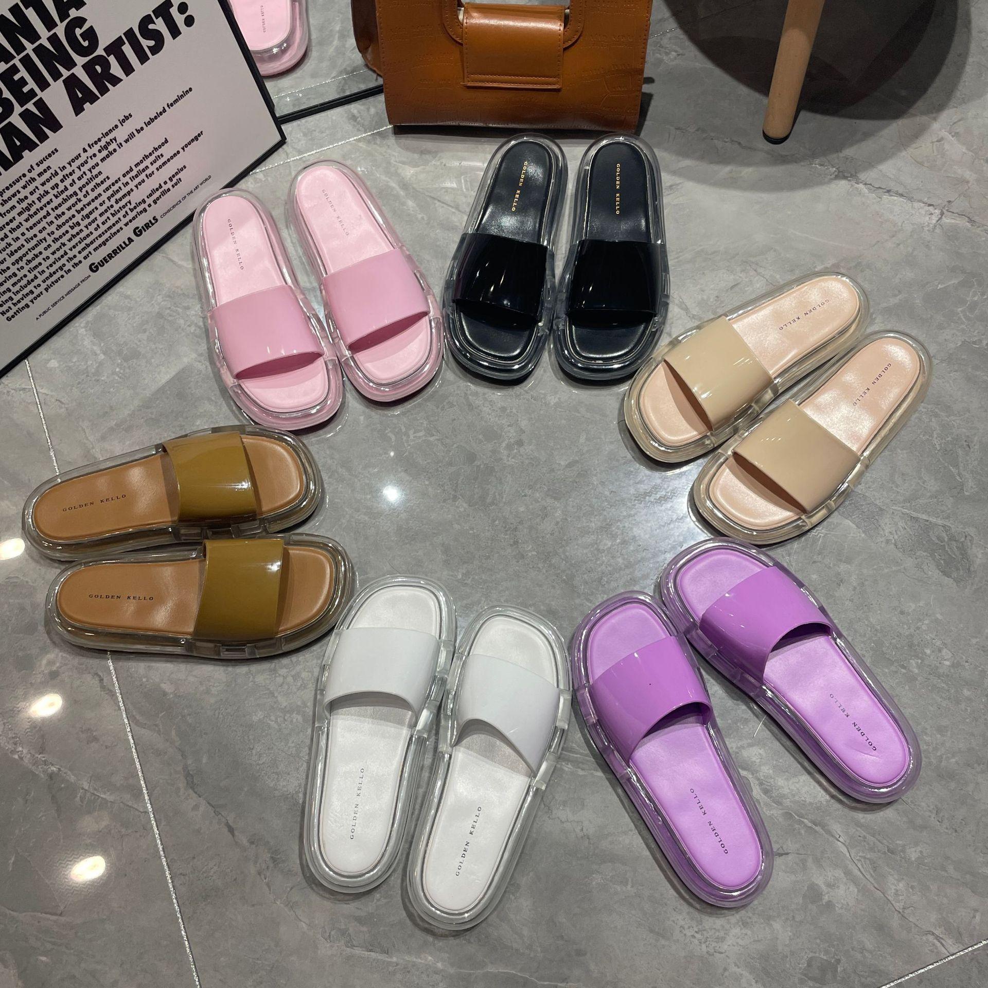 

2025 новые однотонные тапочки со стразами, модные полуквадратные носки, одно слово, верхняя одежда, женские домашние тапочки на плоской подошве 40 темно-коричневого