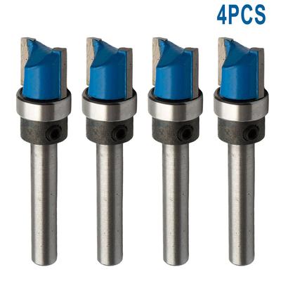 4 pièces Mèche de toupie à défoncer à queue 1/4 pour gabarit, délignage, mortaisage de charnière, fraise droite, déligneuse, nettoyage, affleurage, coupe-tenon pour le travail du bois