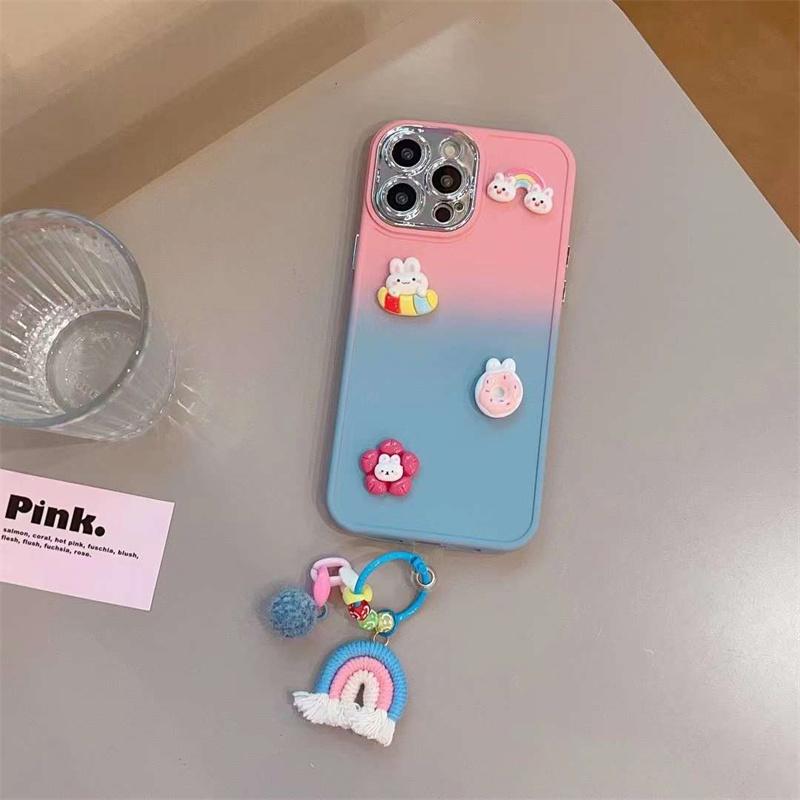

Модный милый градиентный 3D Радужный кулон чехол для телефона для iPhone 14 13 12 11 Pro Max X XS XR XS Max 8 7 Plus Мягкий силиконовый противоударный чехол iPhone 7 синий