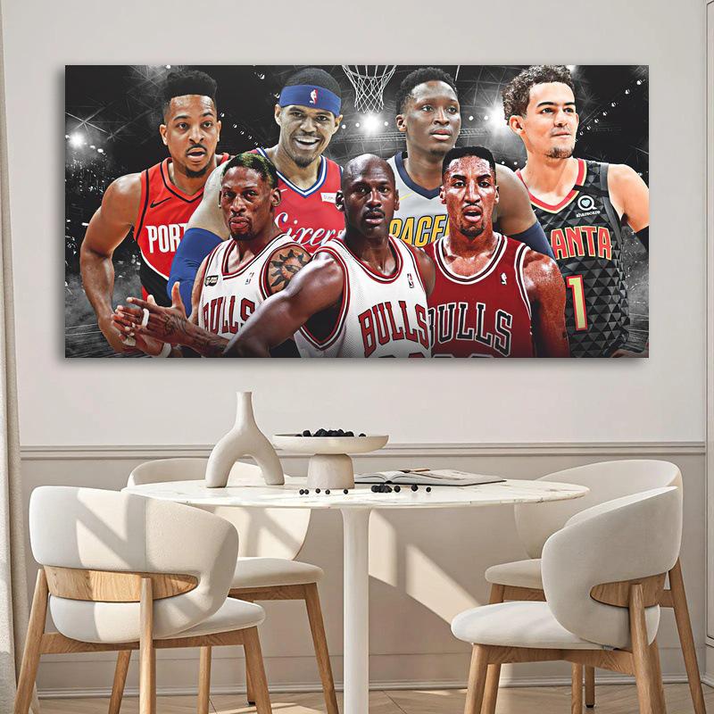 NBA Star Collection Poster: Giannis, Leonard, Curry & Lillard - Self-Adhesive Wall Sticker
