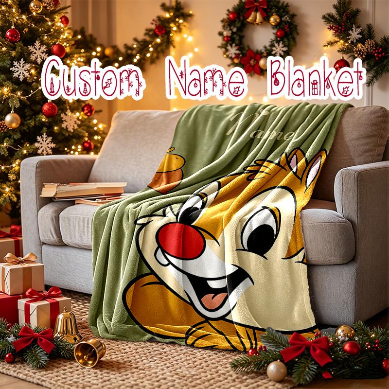 1pc Snug Chip Dale Acorn Blanket, Custom Name Print Blanket, Perfect for Home, Couch, Bed, Picnic, Travel, Office