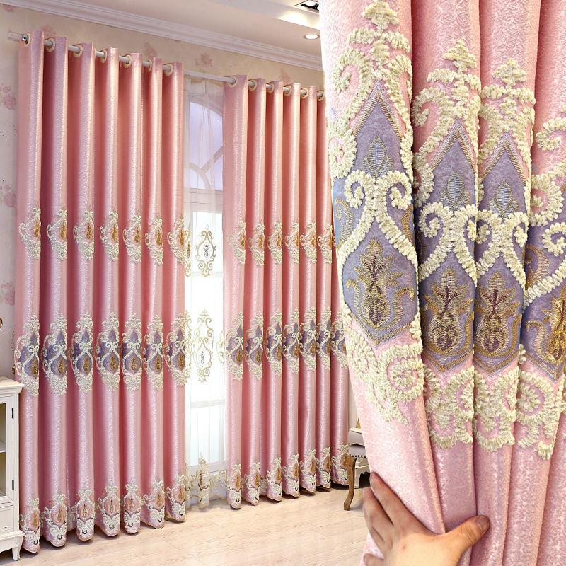 1/2pcs Luxury European-style Embroidered Thick Curtains for Living Room Balcony Bedroom Two-layer Blackout Curtain
