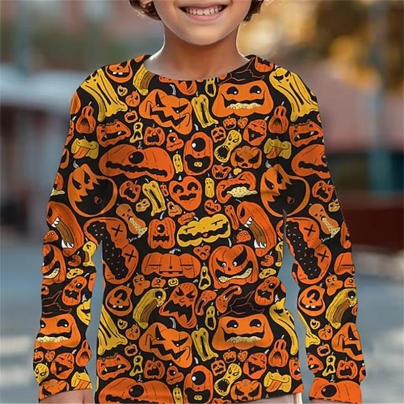 Girl Clothes Halloween Tees 3D Skull Print T Shirts for Children Clothes Fteenagers Boys Wear Long Sleeve Children's Clothing
