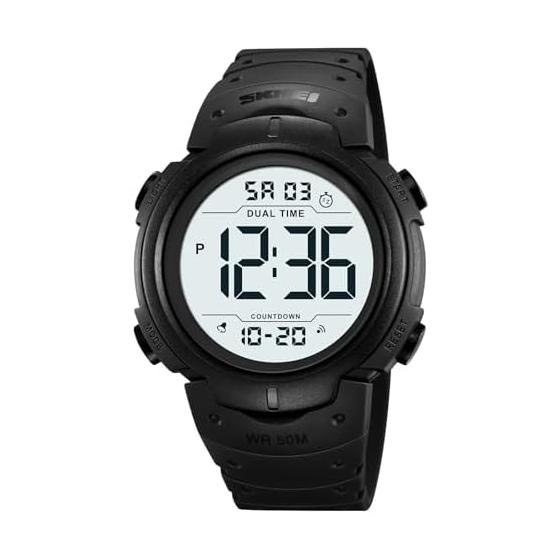 Datirzyx Uppercase Display Digital Watch, Easy to Read, Men s, Waterproof Arm Watch, Digital Watch, Sports Watch, Running Stopwatch, Timer, Alarm,