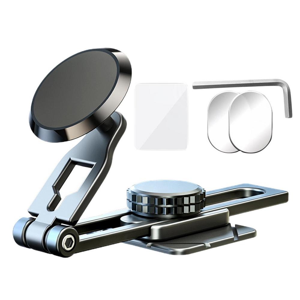 

Folding Magnetic Car Phone Holder Retractable 360 Degree Rotation Alloy Car Magnetic Phone Holder Dashboard Smartphone Bracket чорний
