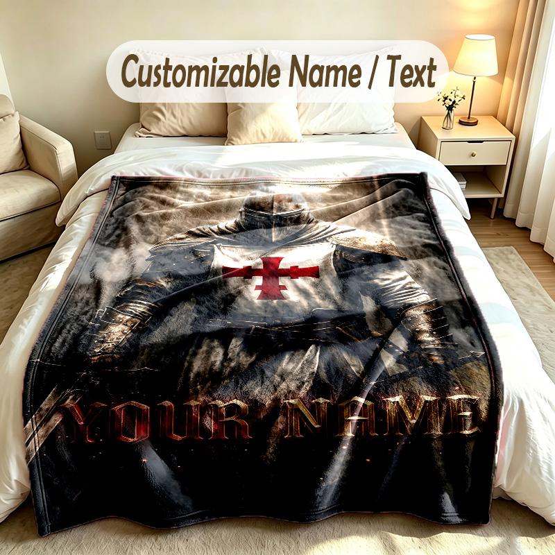 Portrait Man Theme Custom Blanket Personalized Name & Text Customized Soft Warm Throw Blanket Home Decor