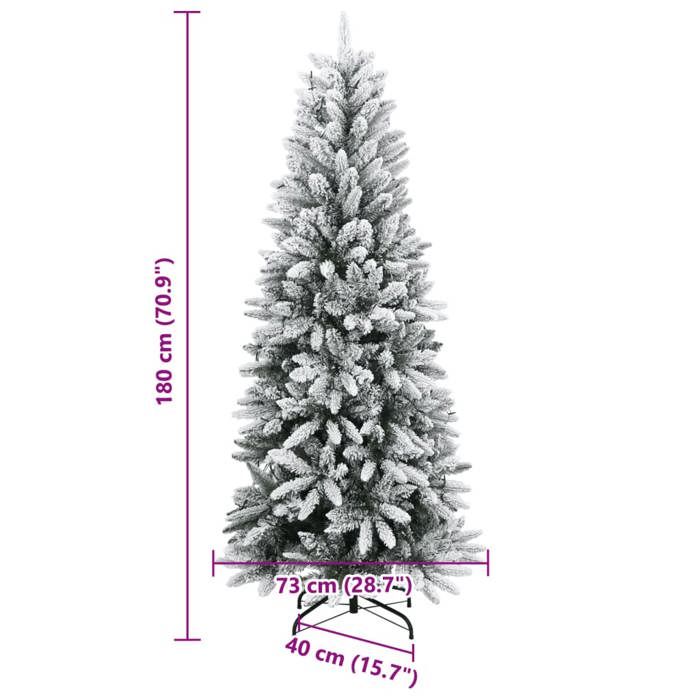 VidaXL Sapin de Noël artificiel 300 LED et neige floquée 180 cm, arbre de Noël, sapin de Noël réaliste, ornement de Noël, 3315765