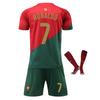 Kids Portugal Ronaldo Football Jersey Set Red - Youth Soccer Training Match Kit - Rosu