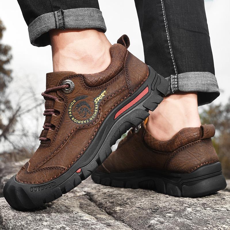 Genuine Leather Men Shoes Sneakers Outdoor Shoes Men Flats Comfortable Men Walking Hiking Shoes