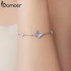 Bamoer 925 Silver Butterfly Charm Bracelet Lightweight CZ Beads Link Chain for Women Teens Gift Natural Wrist Decor